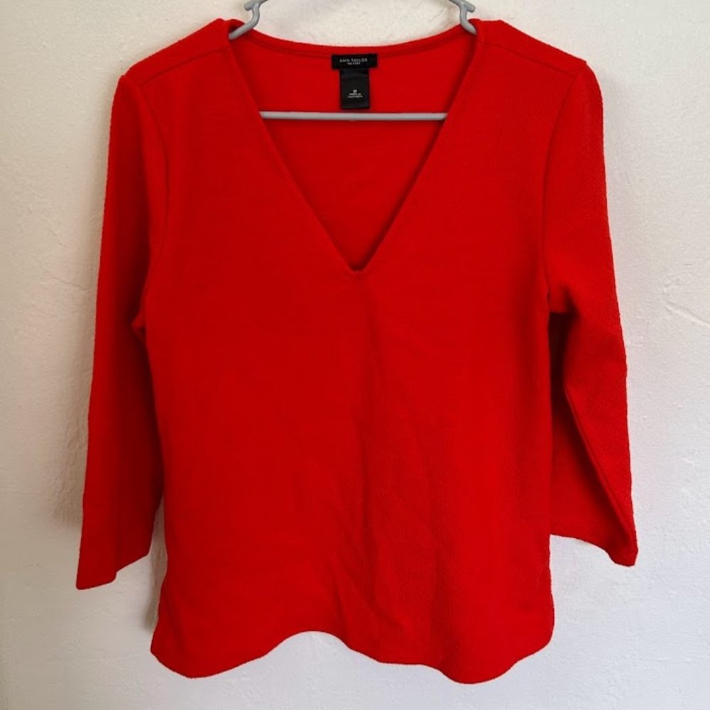 Red Sweater - 3/4 Sleeve Length